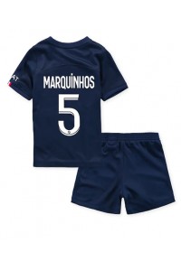 Paris Saint-Germain Marquinhos #5 Babytruitje Thuis tenue Kind 2022-23 Korte Mouw (+ Korte broeken)